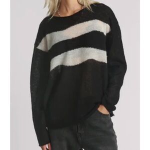 One Teaspoon Vivianne Mohair Black and White Crew Neck Sweater